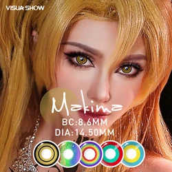 VISUASHOW 1 Pair Block Colored Contact Lenses Makima Cosplay Anime Myopia Lenses Prescription Color Contacts Yearly Disposable