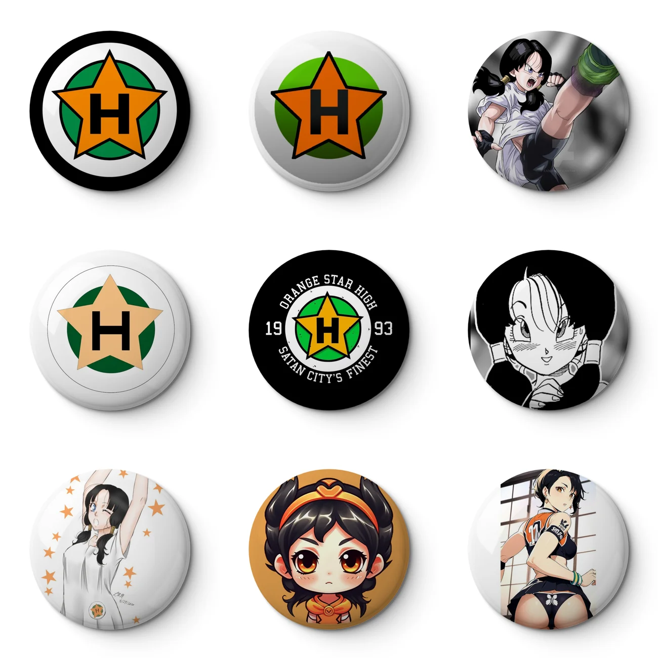 Videl Cosplay Orange Star Highschool Soft Button Pin Customizable Metal Decor Women Jewelry Gift Cute Funny Hat Lover Lapel Pin