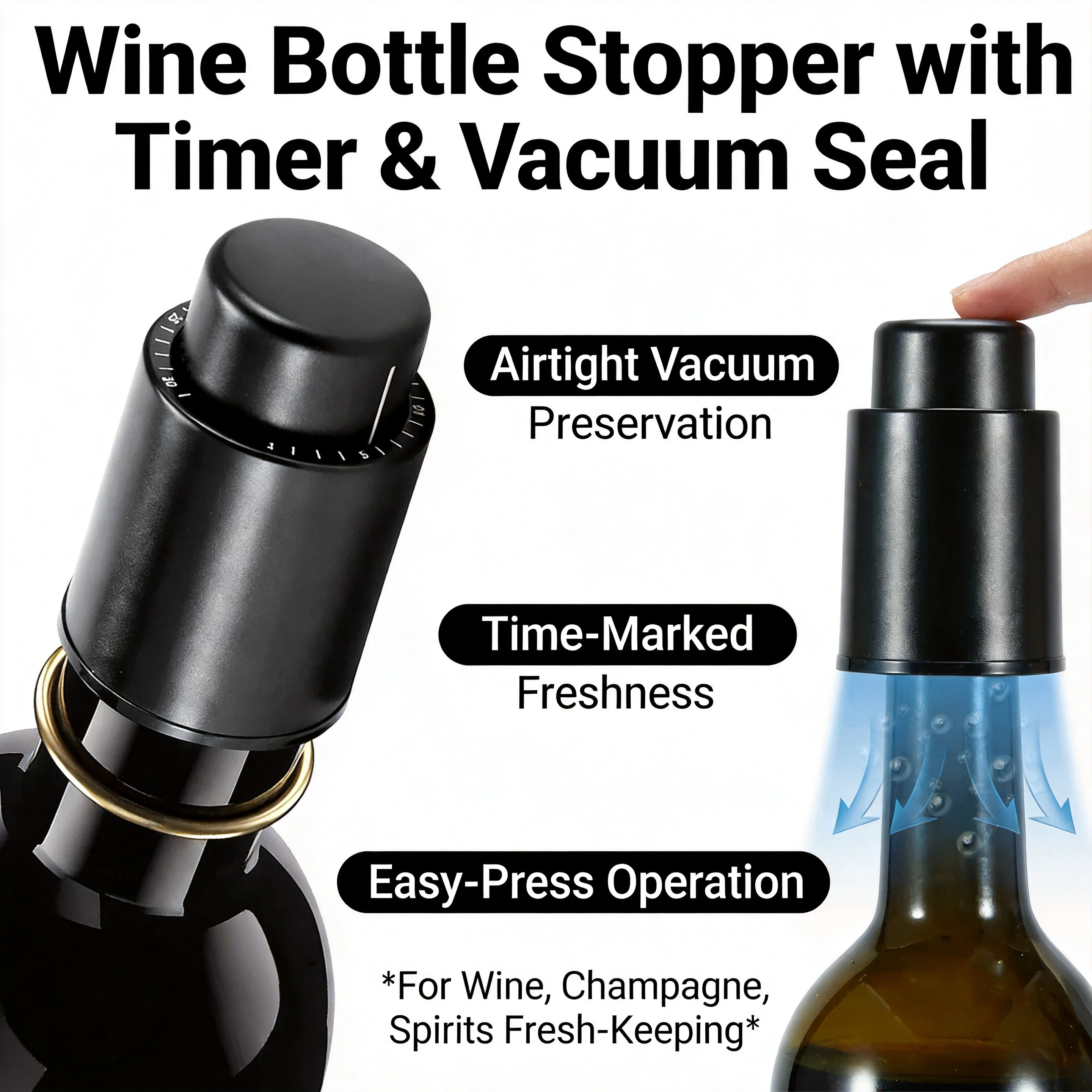 Wine Bottle Stoppers – Reusable Vacuum Wine Preserver with Pump – Wine Savers Vacuum Sealer Corks – Keep Wine Really Fresh