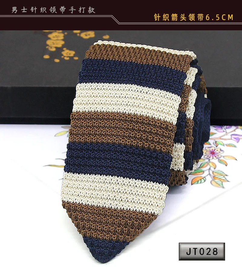 Neue Strick krawatten lässig dünne Krawatte für Party Jungen Mädchen gestrickt gestreifte Krawatte Hochzeit Krawatte für Bräutigam Hals tragen für Männer – Detail 10