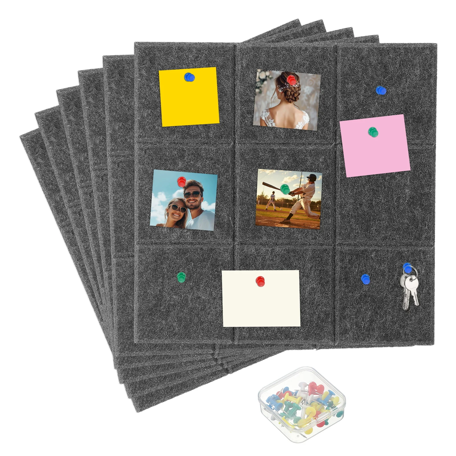 6 قطعة 12 "x 12" كبيرة ذاتية اللصق لوحة الفلين البلاط مع 20 دبابيس ضغط ورأى لوحة الإعلانات إشعار ملاحظة مذكرة مجلس ديكور مكتب المنزل #1