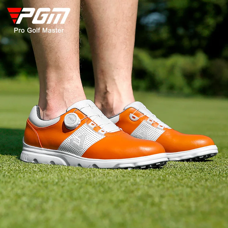 PGM Men Golf Shoes BOA Quick Lacing Color‑Matching Waterproof Microfiber Leather Spikeless Non‑Slip Male Golf Training Sneakers