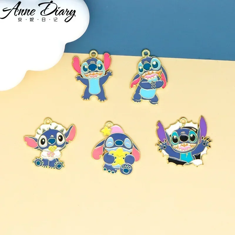 Disney DIY Jewelry Accessories Stitch Anime Drip Oil Keychains Pendants Hair Accessories Hanging Accessories Wholesale in Stock