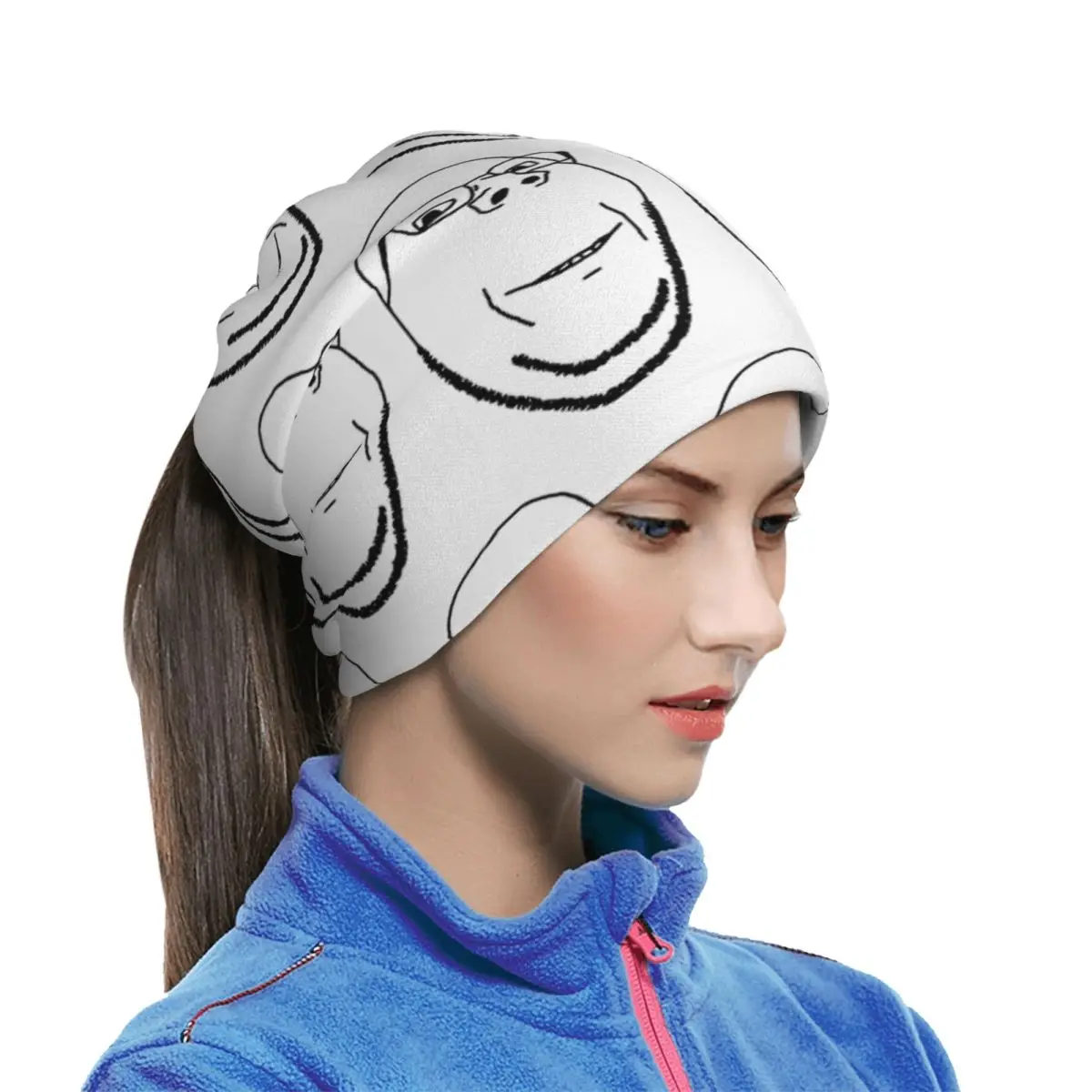 Smiling Wholesome Wojak Soyjak Bandana Neck Cover Printed Magic Scarf Multifunction Cycling Scarf For Men Women Adult Washable