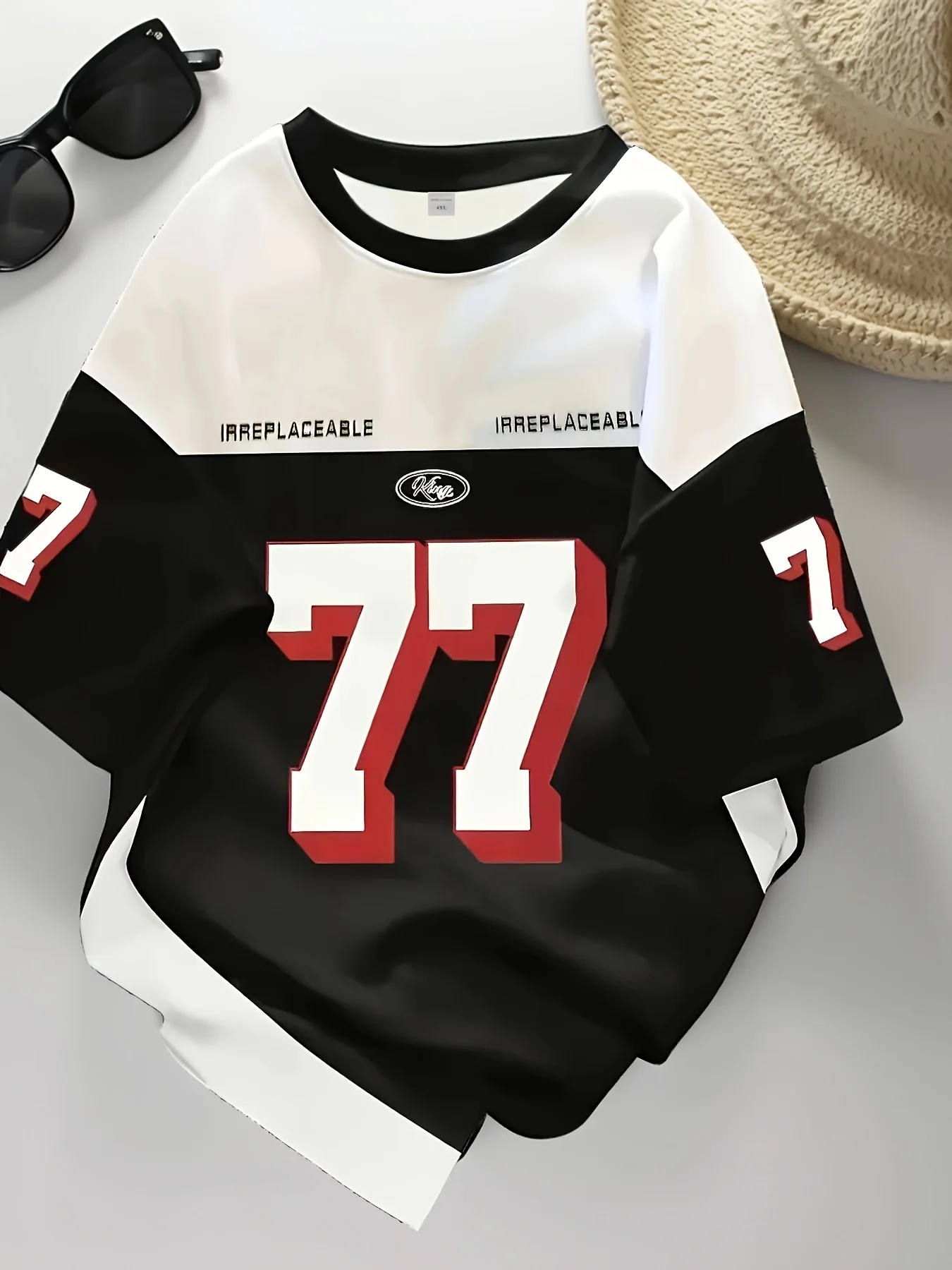 قميص رياضي جيرسي 77 للرجال باللون الأخضر والأبيض بطباعة ثلاثية الأبعاد مع نص غير قابل للاستبدال وخفيف الوزن وجيد التهوية لملابس رياضية غير رسمية