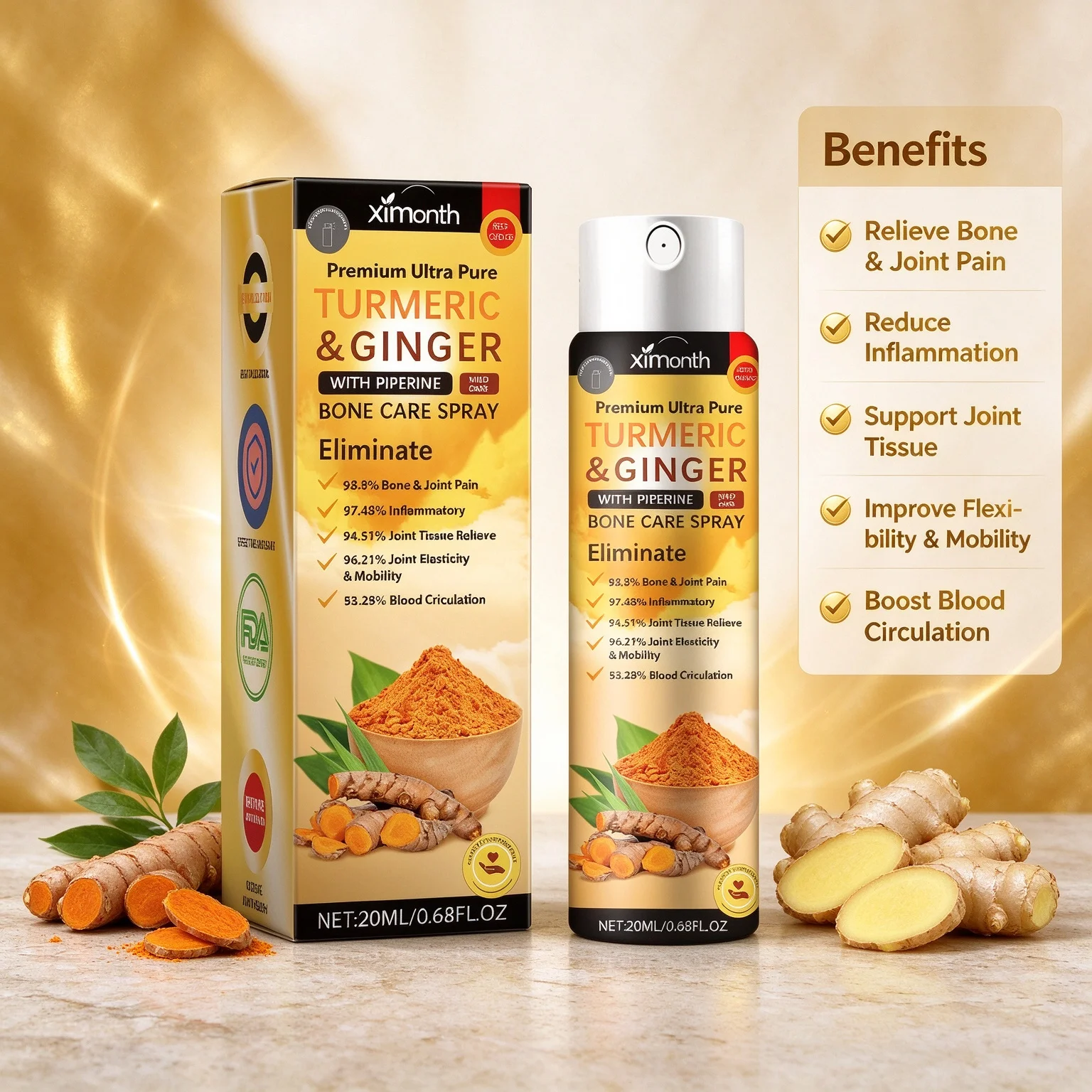 Turmeric Ginger Joint Care Spray Natural Piperine Body Massage Mist Moisturizing External Skin Care Spray Nourish Joint