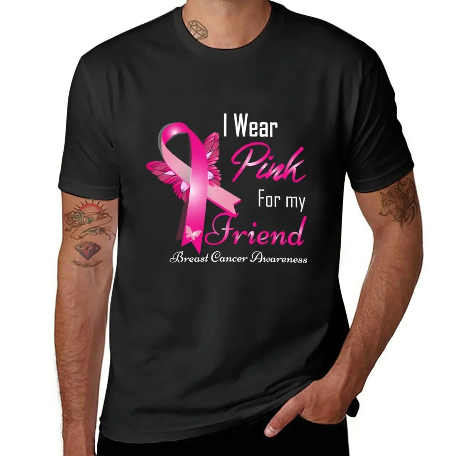 New I Wear Pink for My Friend T-Shirt sweat quick drying summer tops designer shirts mens designer t shirt