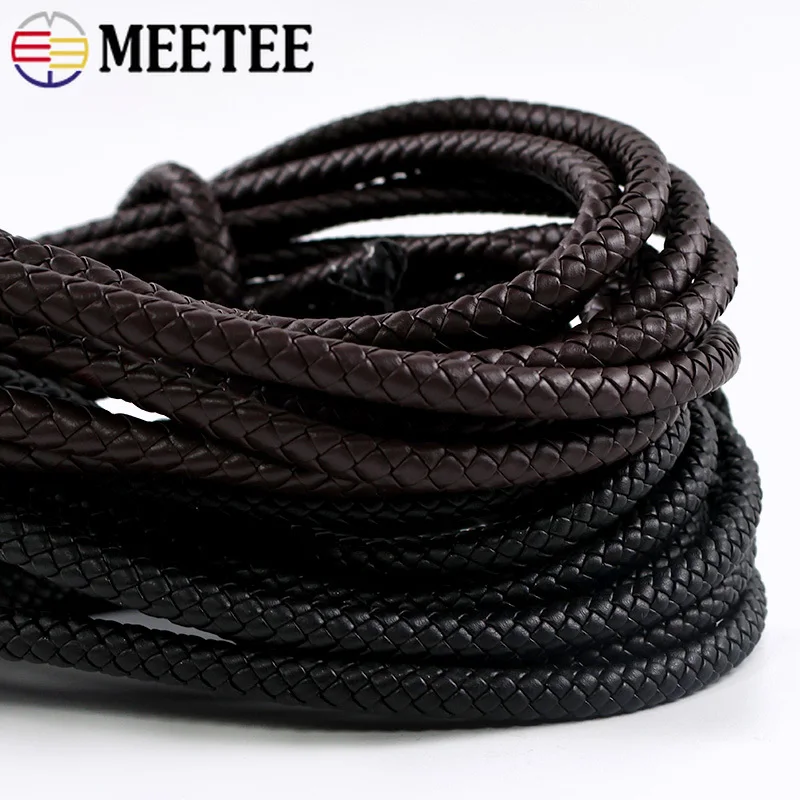 

5/10M 3-12mm PU Leather Round Rope Handbags Handle Braided Ropes Garment Belt Sling Bracelet Cord Handmade Crafts Accessories