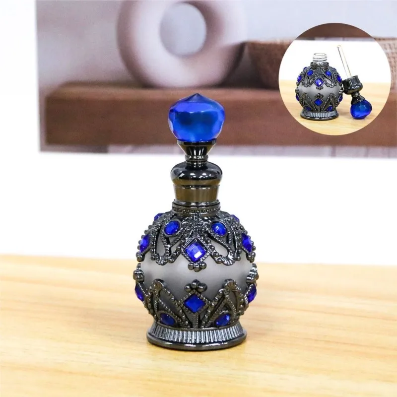 Vintage Metal Perfume Bottle Glass Drip Stick Empty Bottle Essential Oil Bottle Dot Coating Bottle Embroidery Color Bottle ZJ437