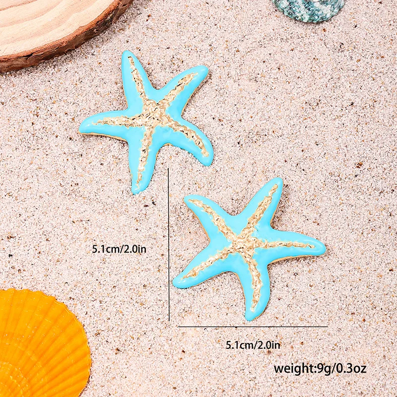 Trendy Stud Earrings For Women Metal Starfish Geometric Colorful Metal Ear Accessories Holiday Party Gift Fashion Jewelry 、