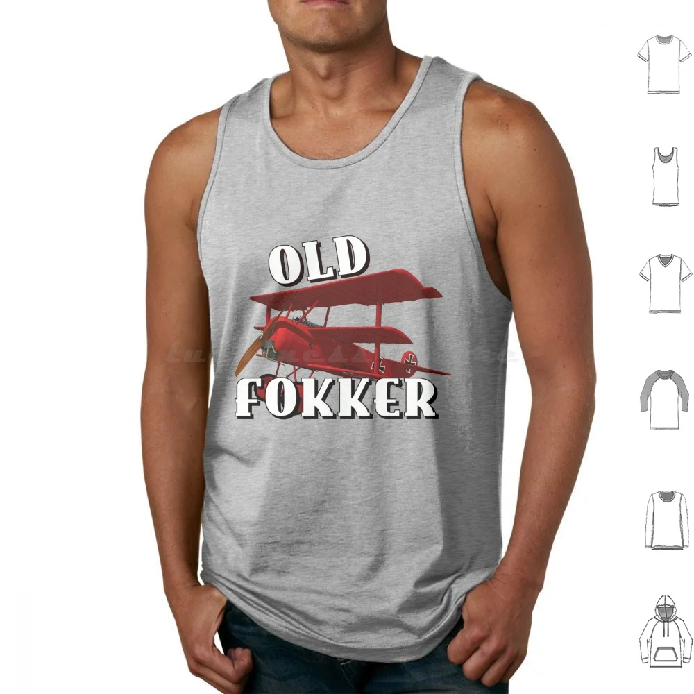 

Funny Old Fokker Tank Tops Print Cotton Old Fokker Fokker Airplane Red Baron Old Fart Old Birthday Over The Hill