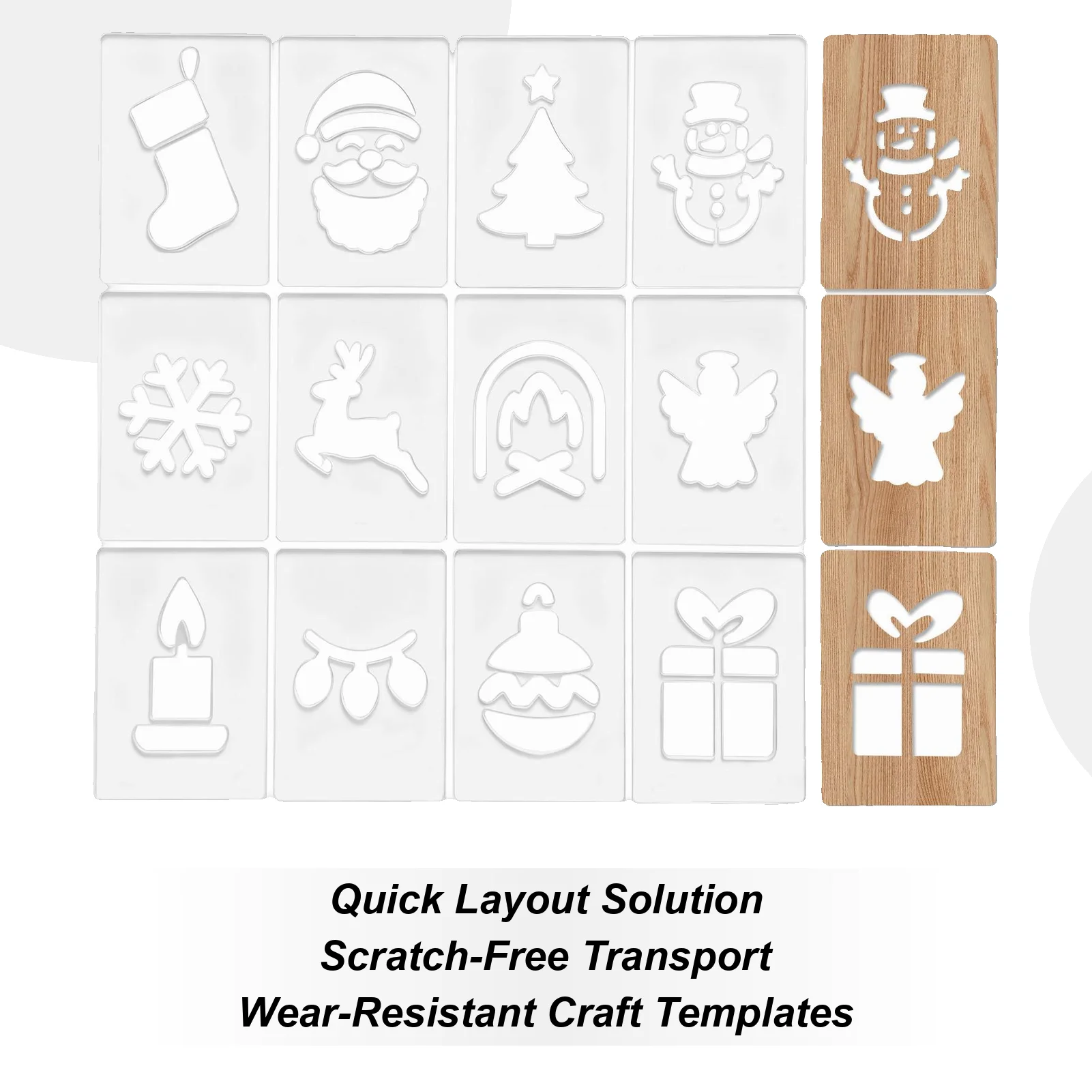 

8pcs/set Christmas Acrylic Carving Template Acrylic Woodworking Carving Stencils Carved Letter Templates For Sewing Handicrafts