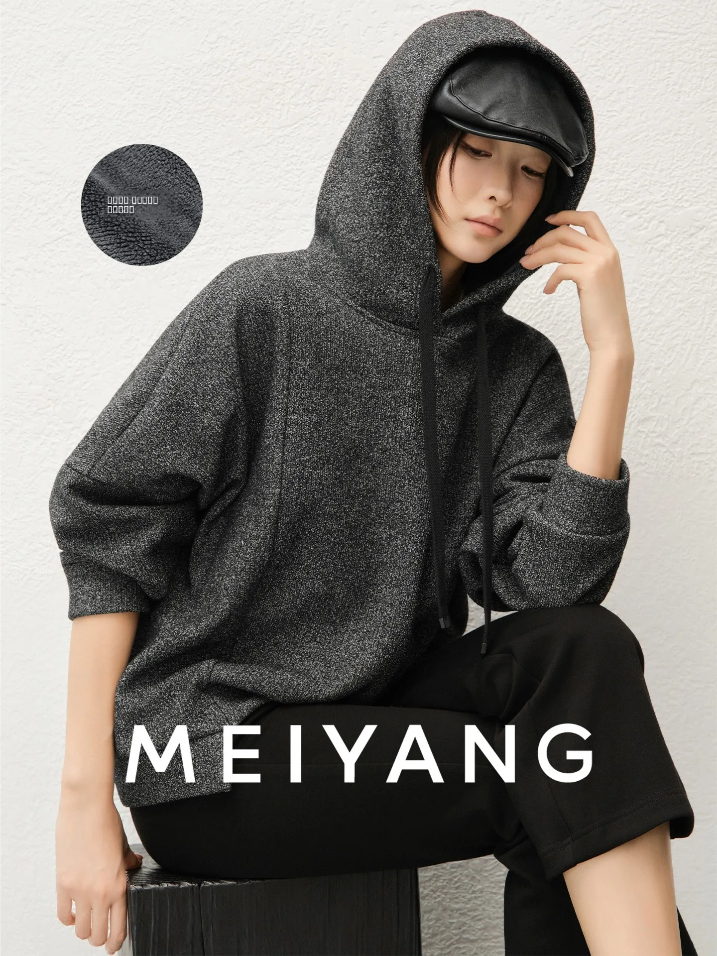 

MeiYang Coral Ro Hoodie Floral Cosite Fce Casual Long Sve Women's Sweatirt Polyester Fiber Winter Collection