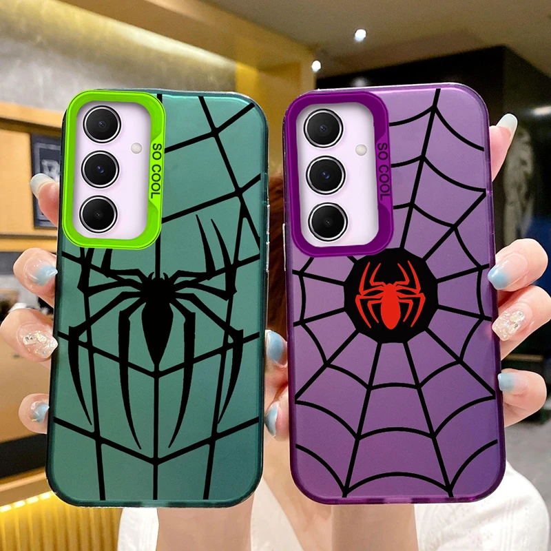 Funda de teléfono con tela de araña negra de dibujos animados para Samsung Galaxy A55 A16 A54 A14 A24 A34 A13 A15 A25 A35 funda de silicona impresa a prueba de golpes