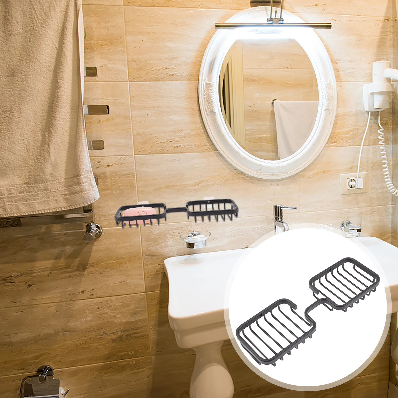 

Aluminum Soap Holder Nonporous Elegant Silver Punch Free Installation Wall Mount Shower Rack Draining Design Bar Case