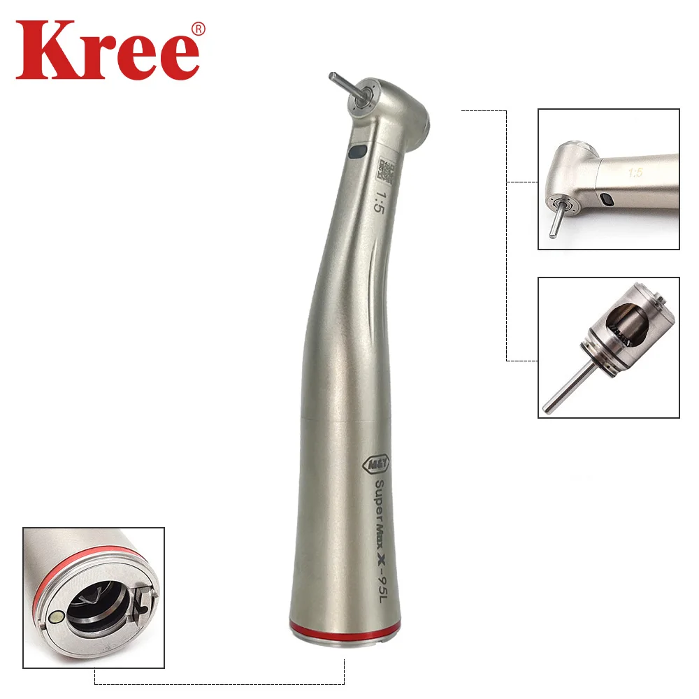 free shipping1:5 led Optic Fiber Increasing Red Ring Contra Angle Low Speed Quattro Water Spray low Handpiece dentist tools