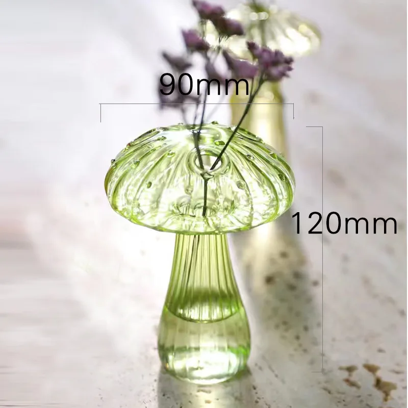 Mushroom Glass Flower Vase Flower Bottle Vase for Decoration Plant Pot Hydroponic Terrarium Vases for Flowers Room Decor