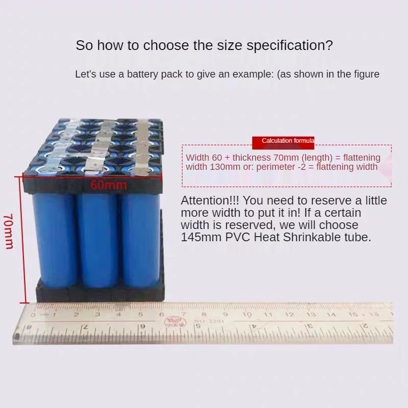 1m PVC Heat Shrinkable Tube200mm 220mm 250mm 280mm 300mm Wide 18650 26650  Lithium Battery Skin Package Shrink Sleeve Insulation