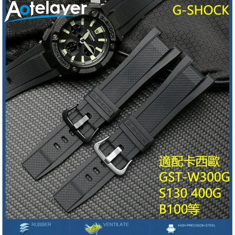 26mm Width Waterproof Silicone Watch Strap for Casio G-SHOCK GST-W300G S130 400G B100 Watch Bracelet Accessories