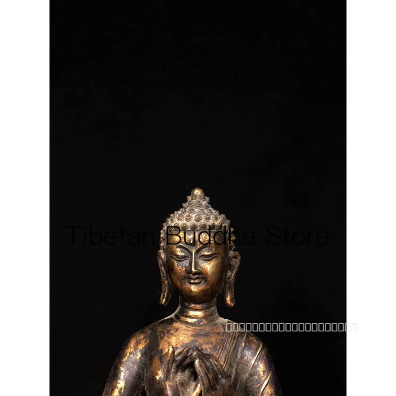 24cm pure copper statue of Shakyamuni Buddha, antique bronze artifact, hidden Buddha