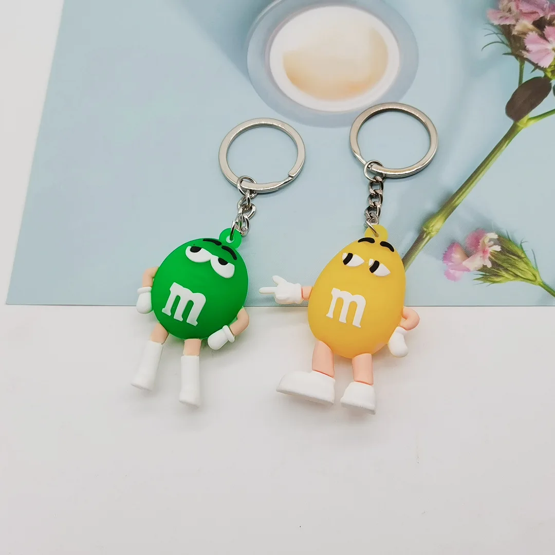 Cartoon Chocolate Bean Keychain Resin Doll Couple Key Chain Men\'s and Women\'s Jewelry Bag Pendant Children Lovely Keychain