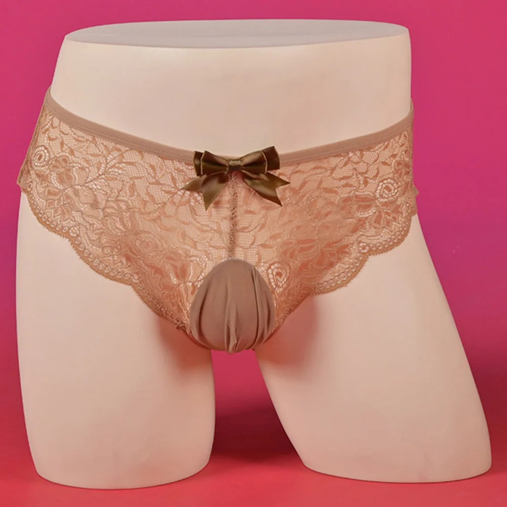 

Mens Sissy Pouch Male Sexy Panties Lace Briefs Breathable Soft Lingerie Ultra-Thin See-Through Underwear For Hot Man Underpants