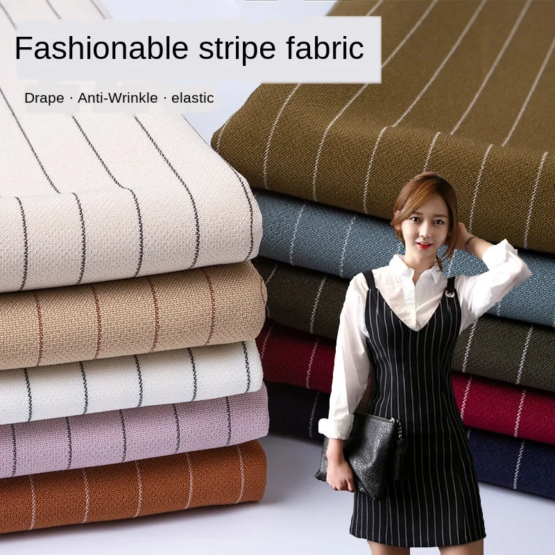 Width 59'' High Grade Sterchy Anti Wrinkle Pinstripe Fabric By The Half-Meter For Trousers Waistcoats And Suits Material