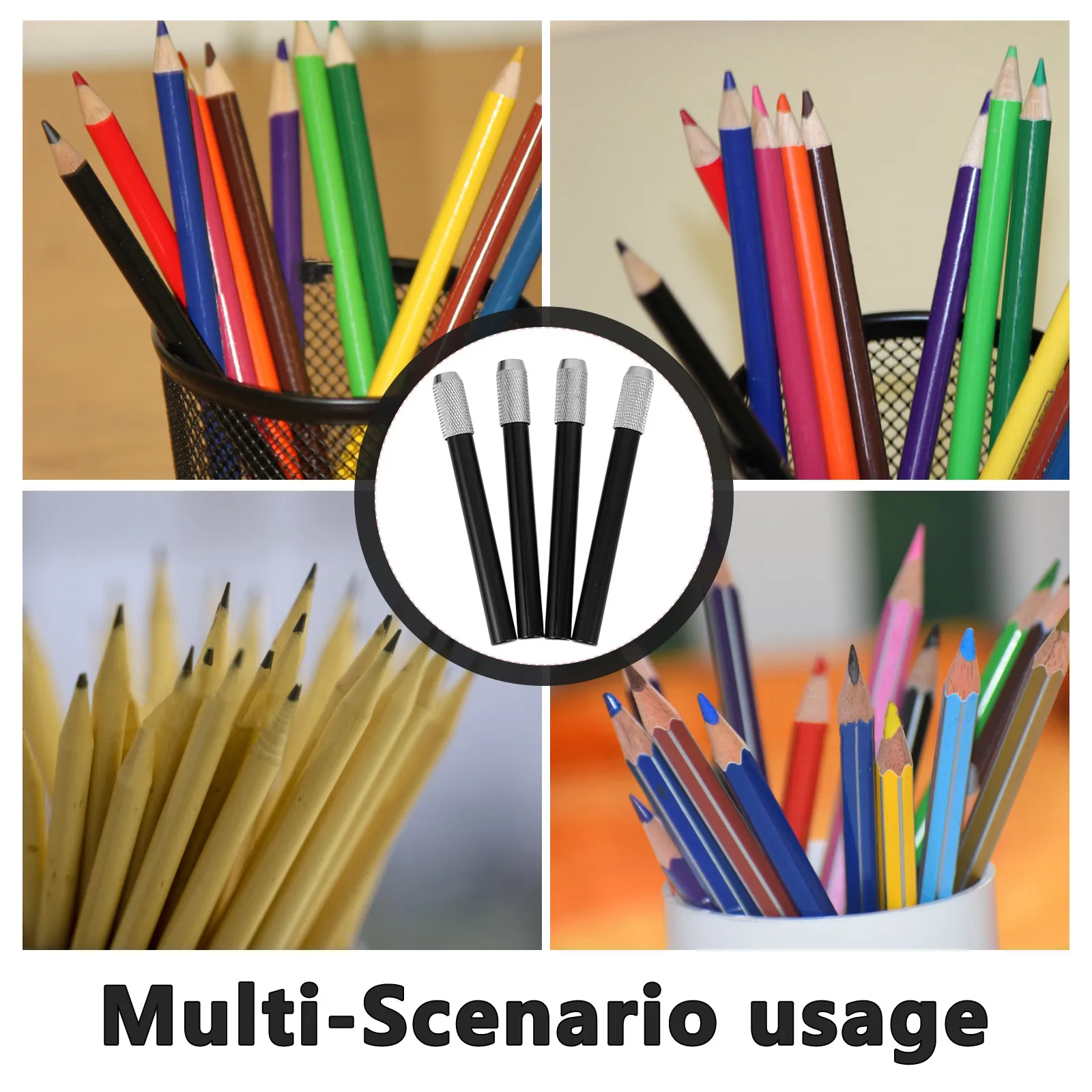 4Pcs Reliable Pencil Extender Tool Enhanced Control Comfort Grip Pencil Lengthener for Artists Students Office School Supplies