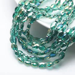 30Pcs Flatback Oval Bead 8x11mm Dark Green Faceted Glass Loose Beads Crafts Diy Making Crystal Phone Chains Wholesale In Bulk