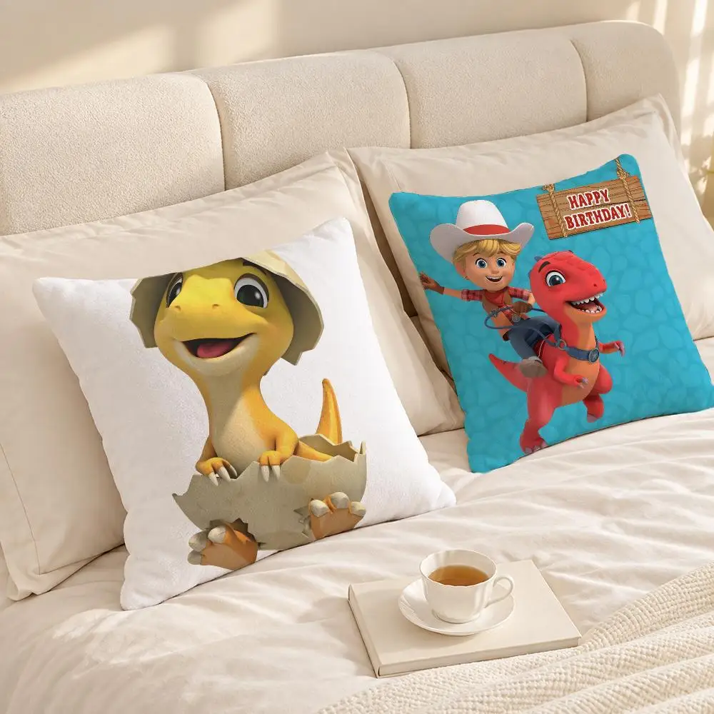 Cartoon Cute Kids D-Dino Ranch Cushion Cover Soft Short Plush throw pillow Sofa Bedroom Den Car Dorm Decor Gifts