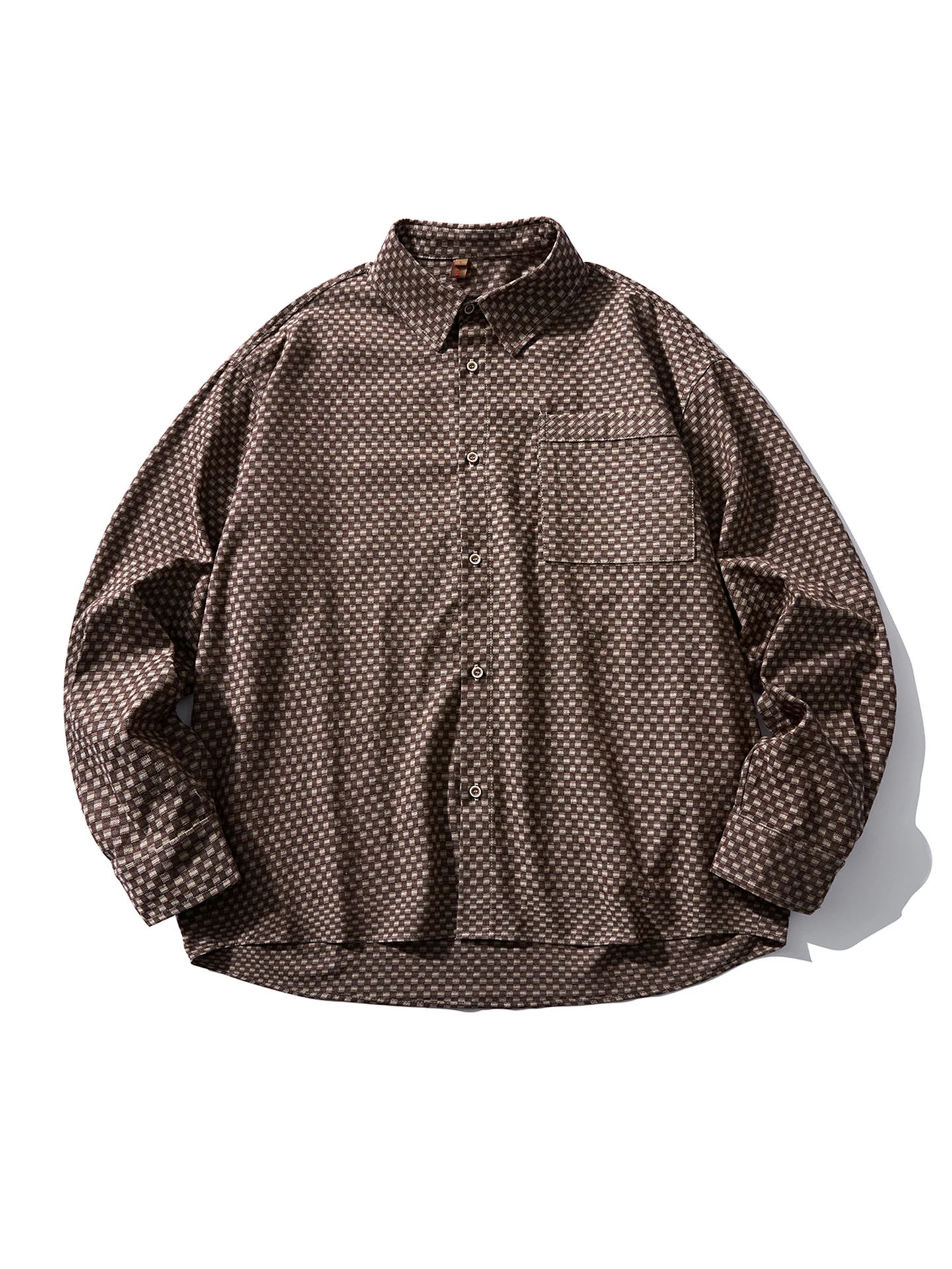 

American Retro Color Blo Plaid Splice Collar Men's Casual Spring irt Couple's Outerwear Long Sve Cotton Youth Faion