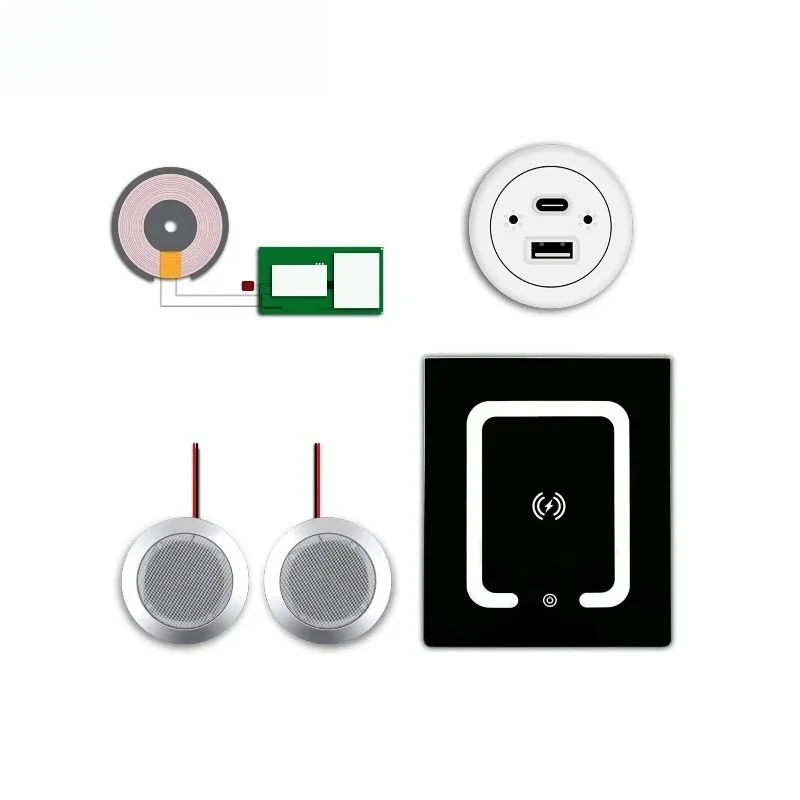12V 15w Wireless Charging Bluetooth USB & Charging Port Fast Charging Touch Sensor Module Bedside Table Switch