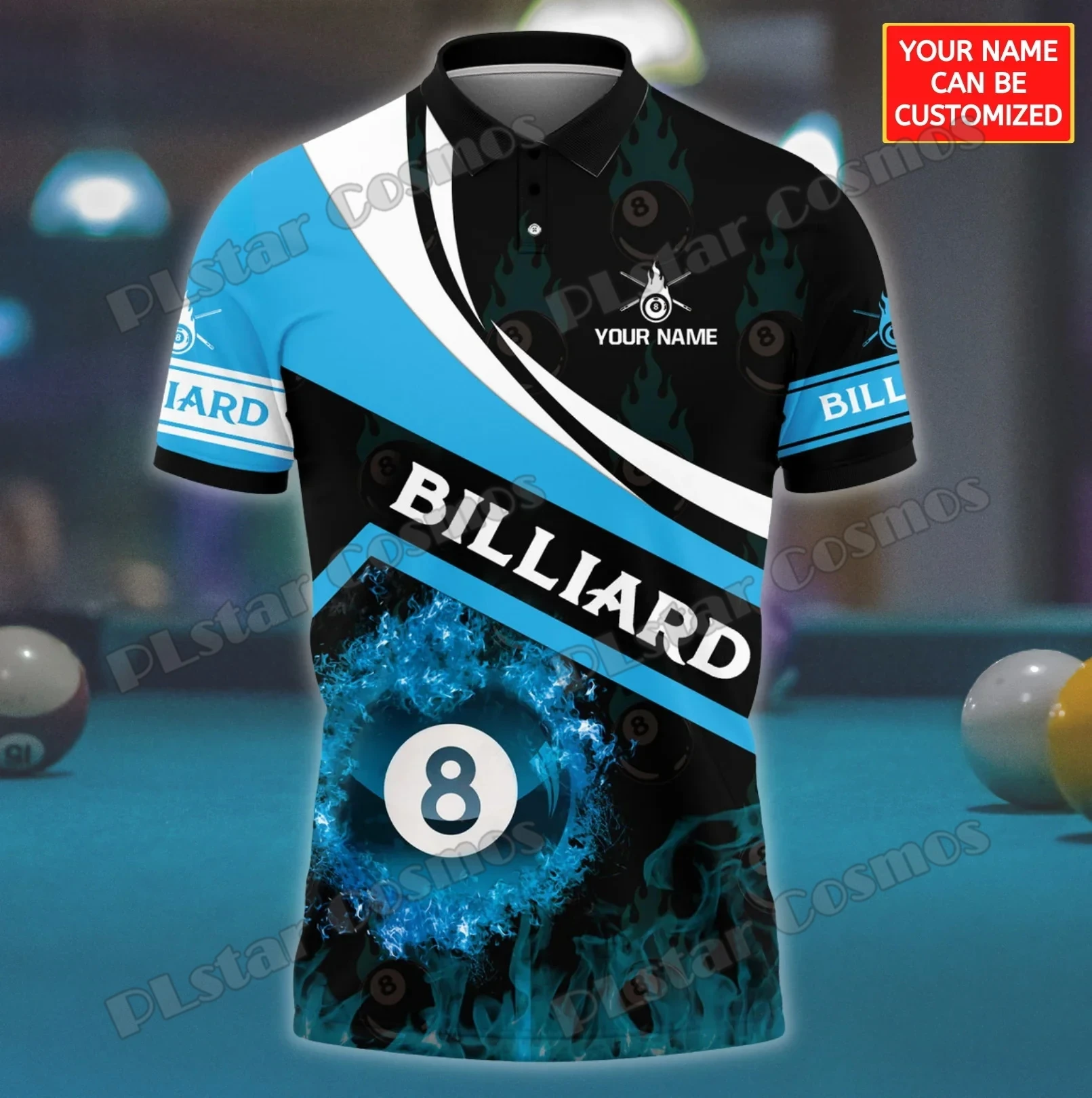 Customized Name Billiard Player 3D Printed Mens Polo Shirt Summer Street short sleeve shirt Gift for Billiard Lover WK43