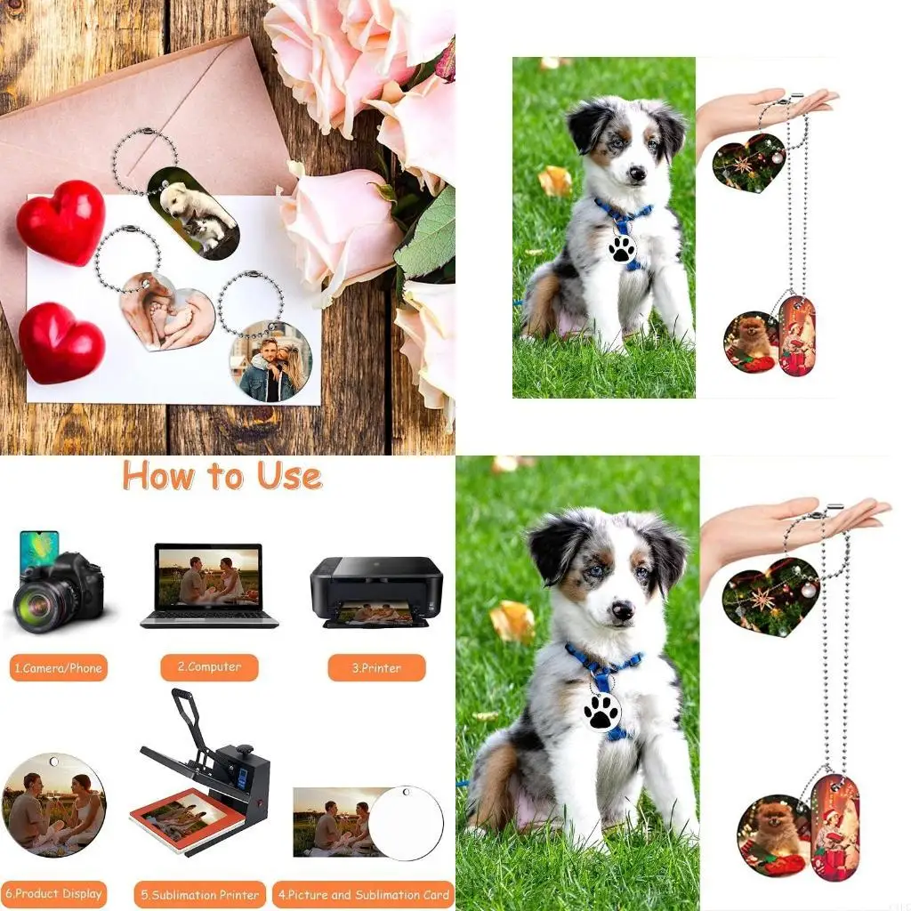 

46Pcs Sublimation Blanks Keychains Heat Transfer Keychains Tags Jump Rings for Ornament DIY Art Craft Making Supplies