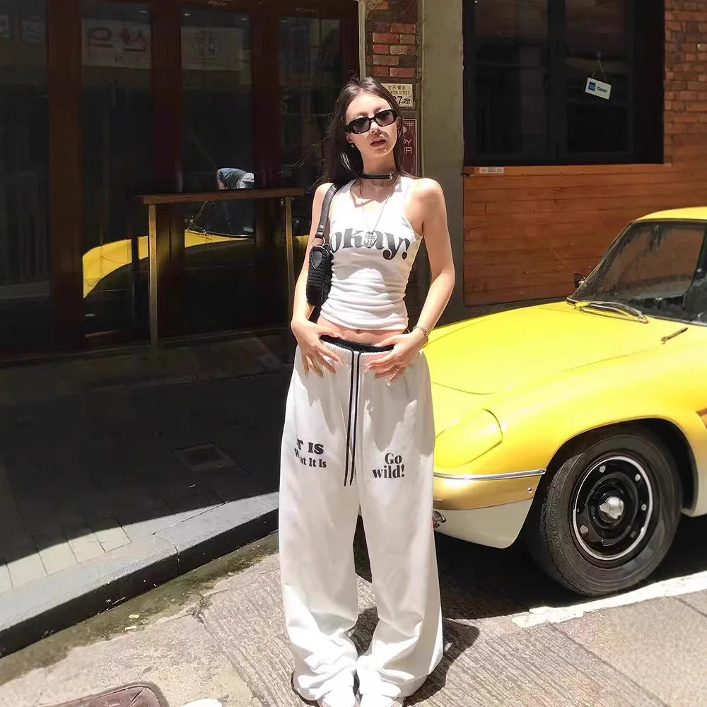

Hot Girl American Sports Suit Women's Summer Loose Fit Slimming Fashion Vest Long Pants Casual Two-piece Set