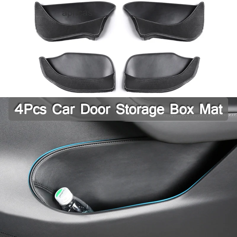 

Door Side Storage Box Front Rear Door Handle Armrest Tray Organizer for Tesla Model Y 2020 -2024 High Quality Leather Pad Case