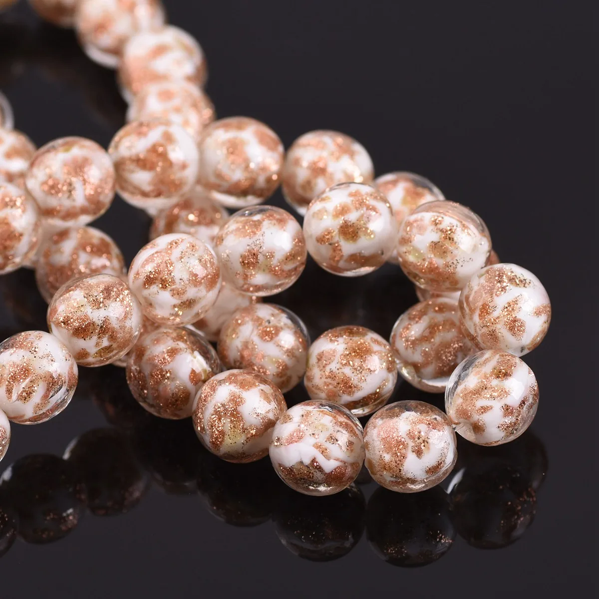 10 pièces rondes 8mm 10mm 12mm feuille de verre au chalumeau perles en vrac pour bricolage artisanat fabrication de bijoux accessoires résultats