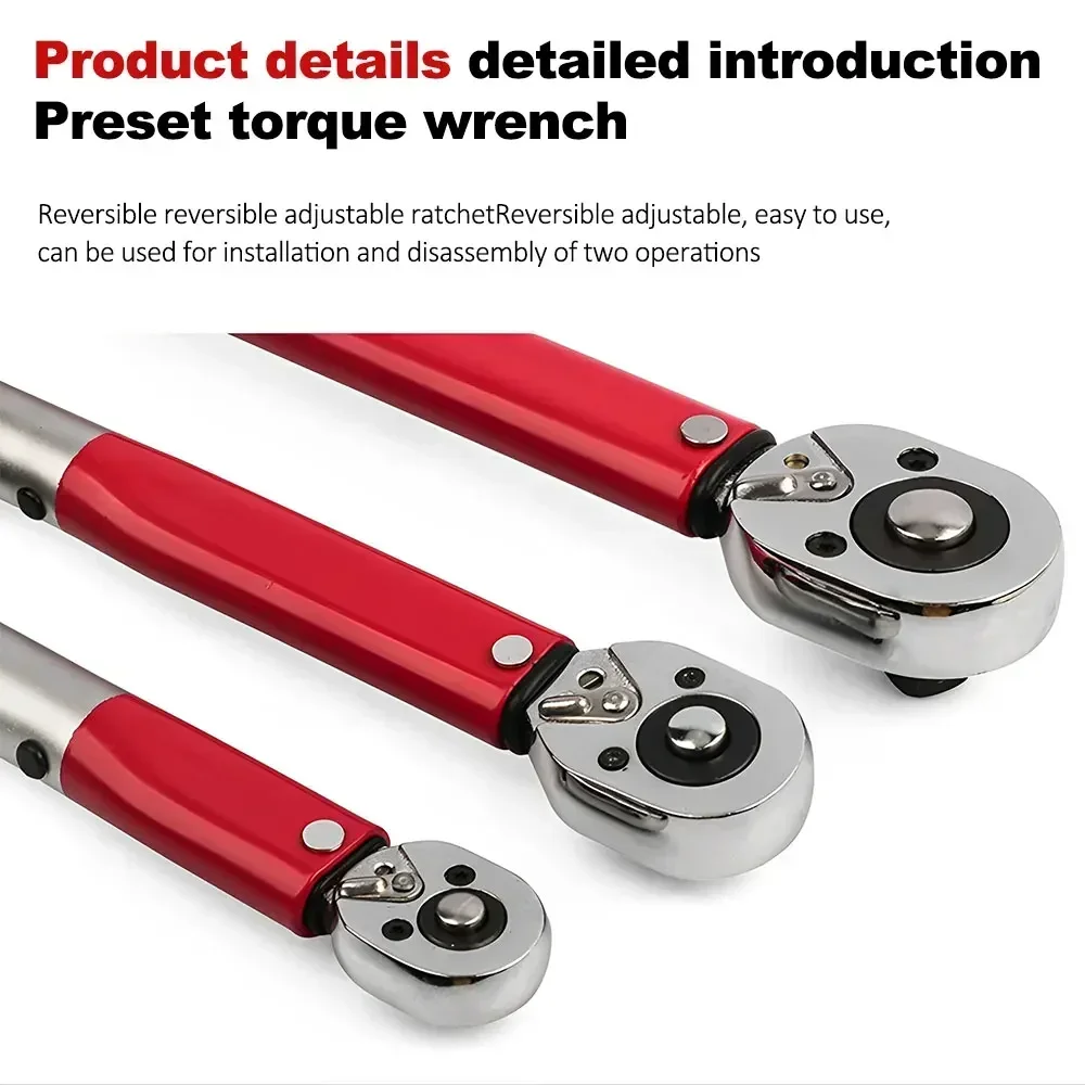 TINSOL 5-210N.m Preset Bi-directional Torque Wrench 1/2'' 3/8'' 1/4'' with Adapters for Car Motorcycle Bike Repair Hand Tools