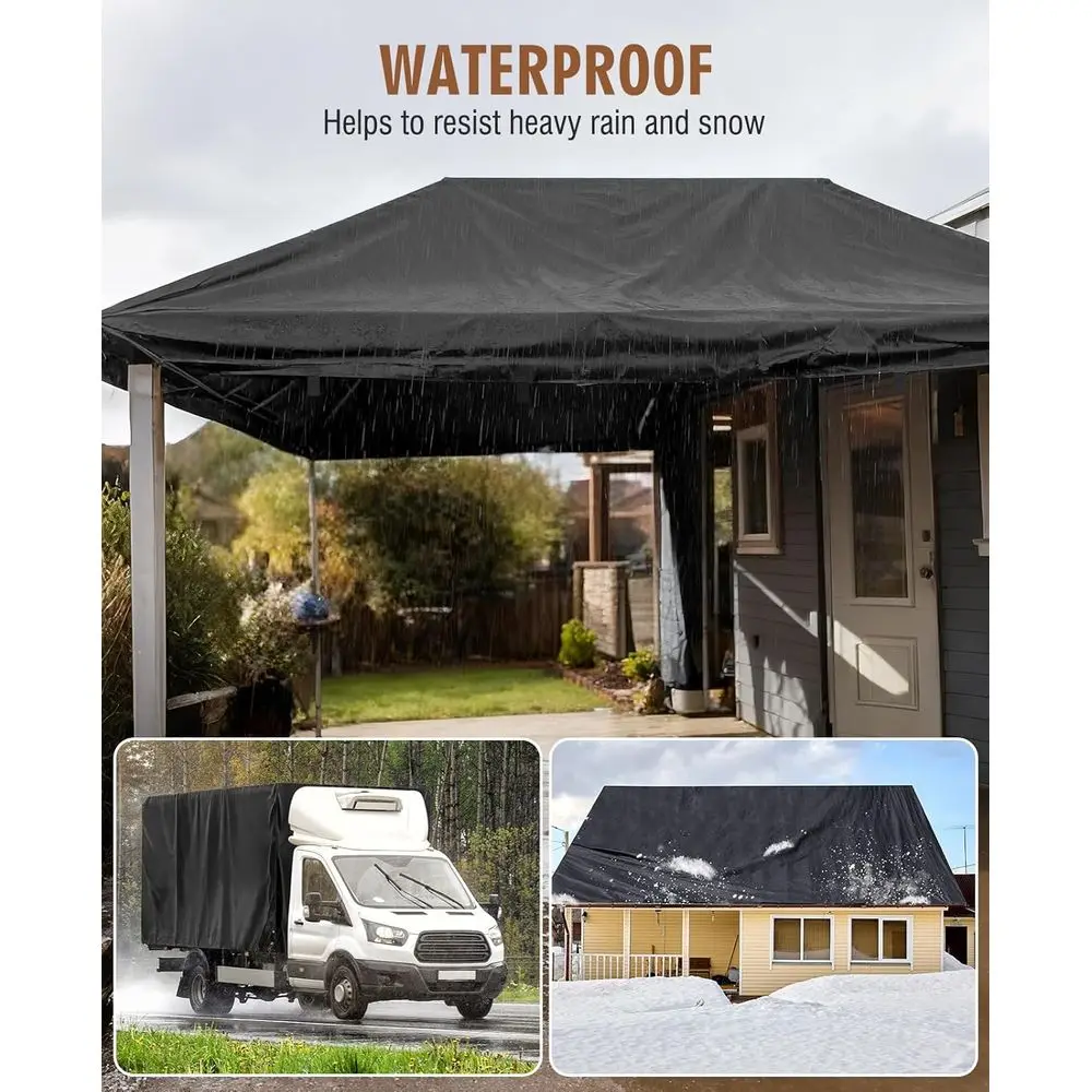 قماش القنب المقاوم للماء عالي التحمل مقاس 7 × 12 قدم مع حلقات حزام معززة للاستخدام الخارجي