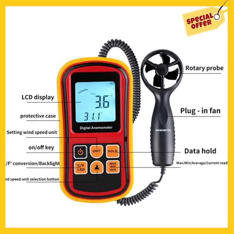 ABKI-Gm8901 анемометр, измеритель температуры скорости ветра, цифровой термометр 45 м/с, ручной измерительный инструмент
