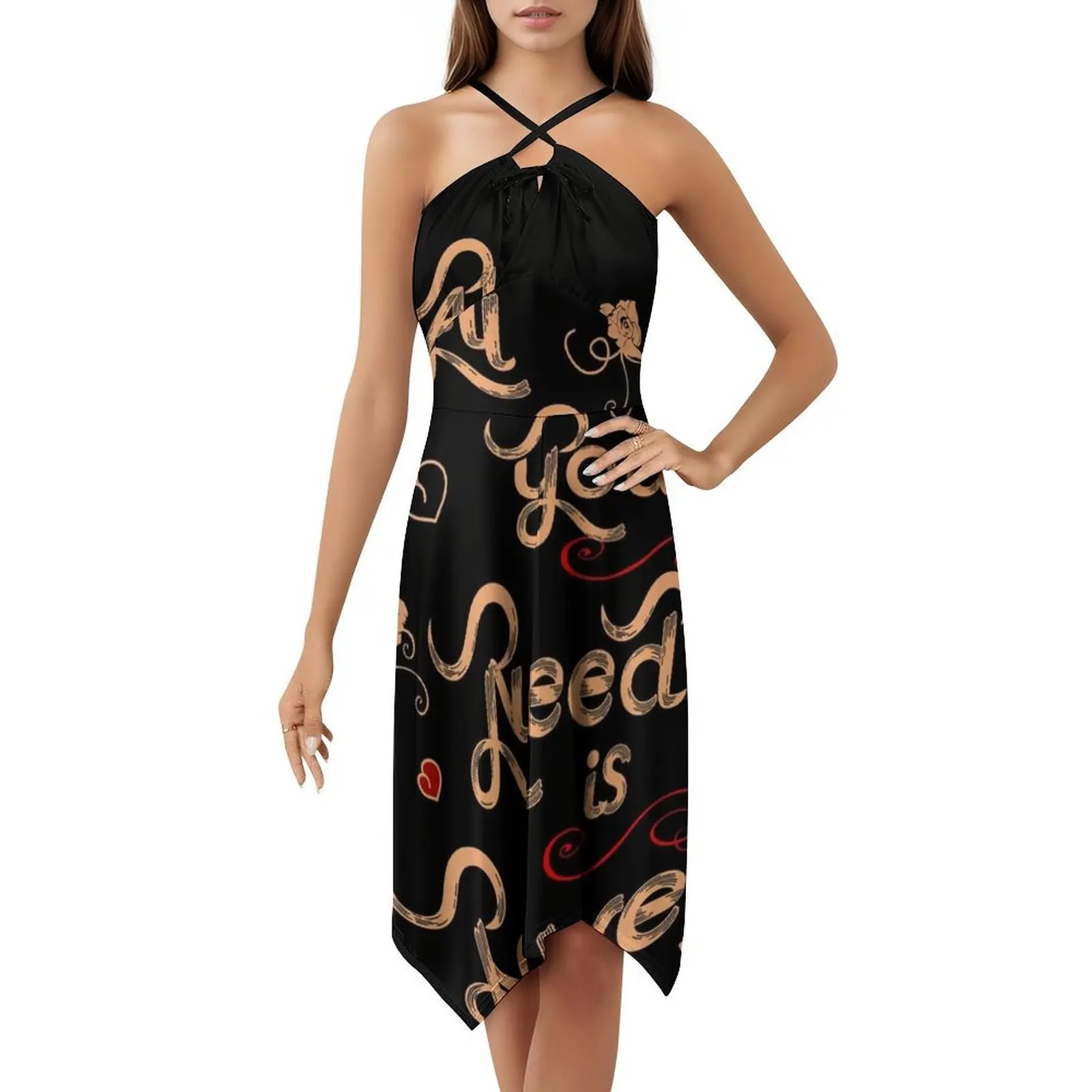 كل ما تحتاجه هو الحب فستان كاجوال على الطراز الكوري للنساء فساتين سيدة المكتب اليومية البسيطة الحب صديق الصداقة الشراكة #5