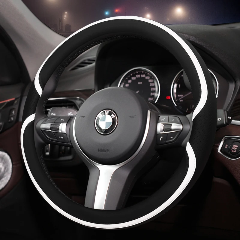 Universal Car Steering Wheel Cover for BMW 1 Series 3 5 Series 320li 325i 530li 535i Car Accessories Protection Genuine Leather