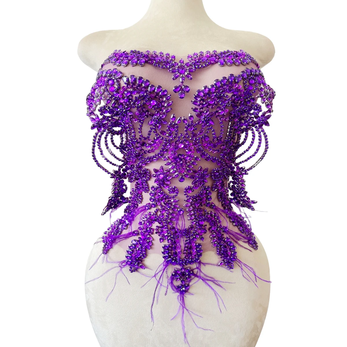 13 色手作りダイヤモンドダチョウの羽のガウンアクセサリー素材ビーズチュールアパレル装飾イブニングドレス生地