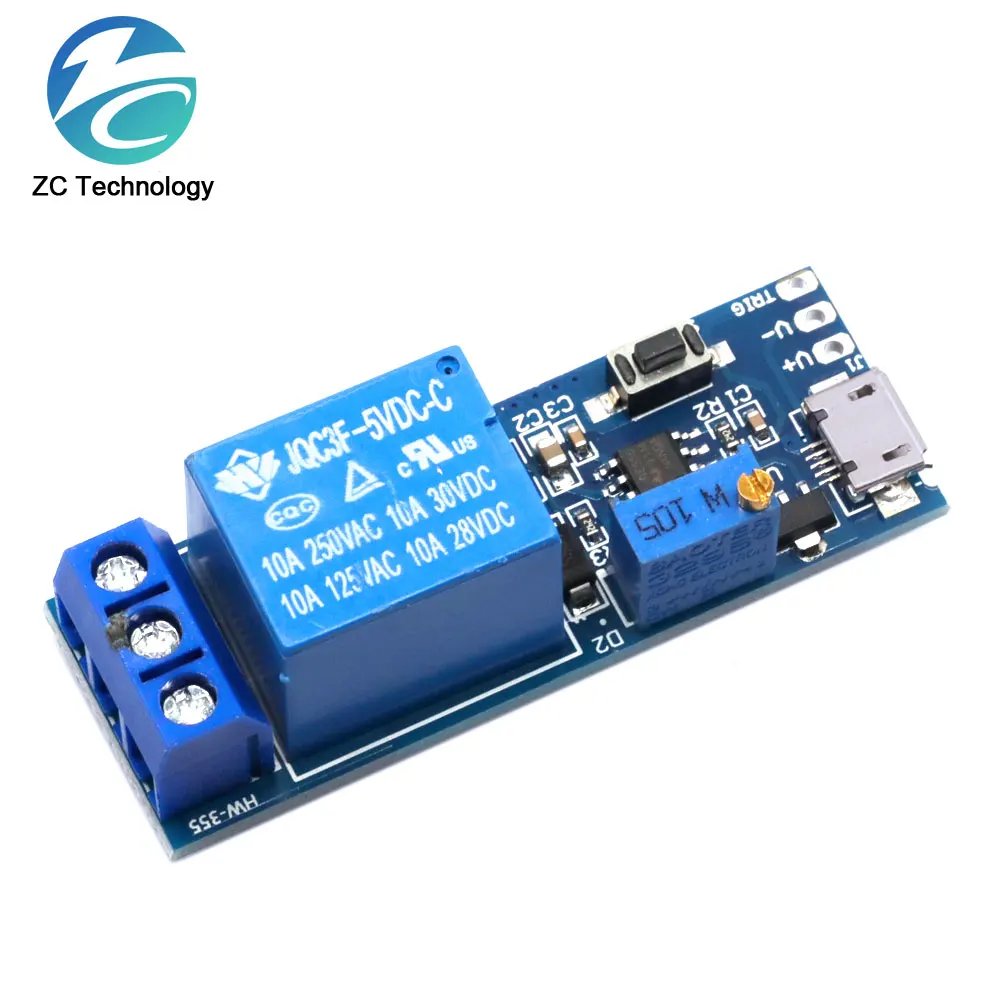 Smart Electronics 5V-30V Micro USB Power Adjustable Delay Relay Timer Control Module Trigger Delay Switch