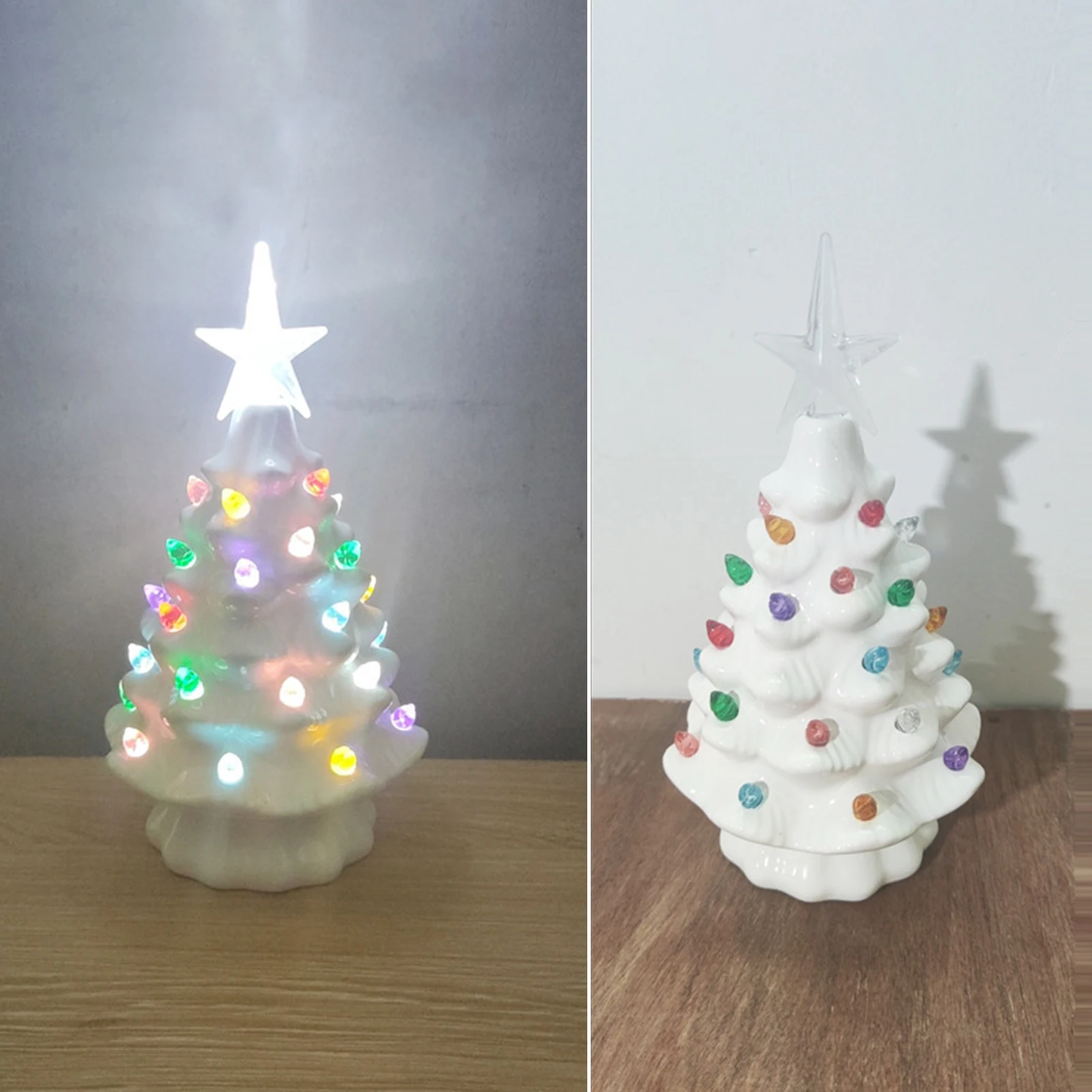 Artistic Ceramic Starfish Tree Christmas Tree LED Starfish Christmas Tree Night Light Warm Lighting Home Decoration US Plug