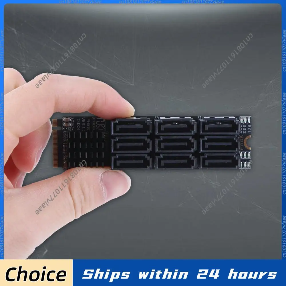 

Адаптер M.2 M KEY NVMe на 9 портов SATA 3.0, PCIe 3.0 x2, карта расширения для подключения жестких дисков M.2 NVMe M-Key к SATA на 9 портов