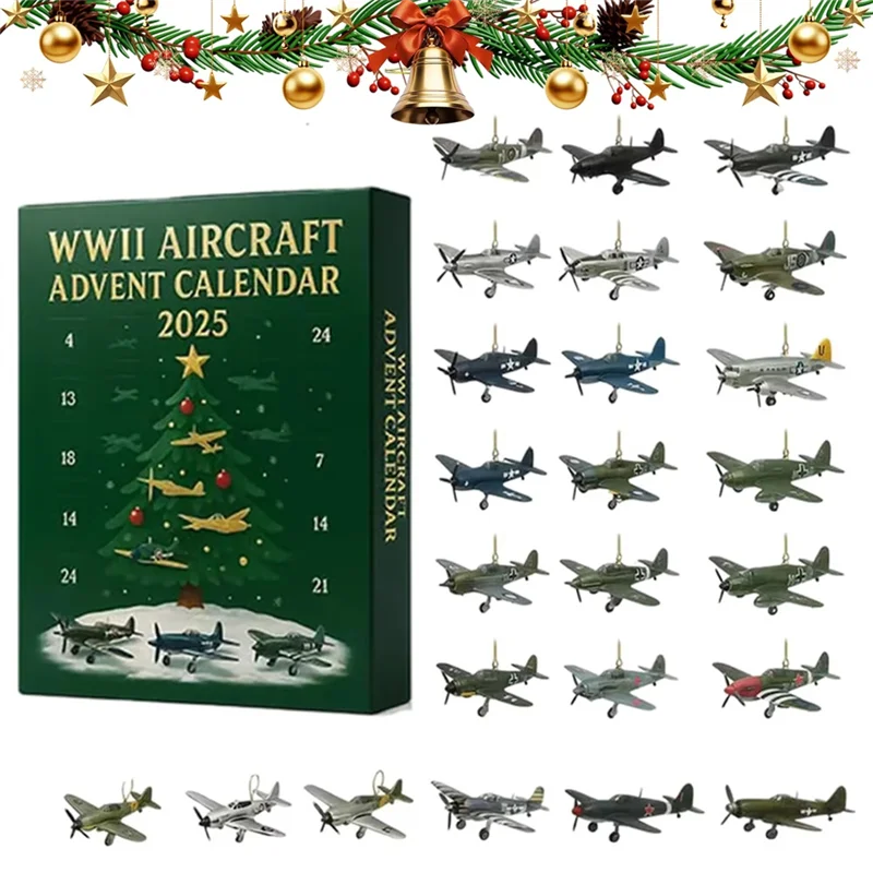 

Рождественский календарь обратного отсчета на 24 дня с 2D акриловым рождественским адвент-календарем Warbirds Aircraft