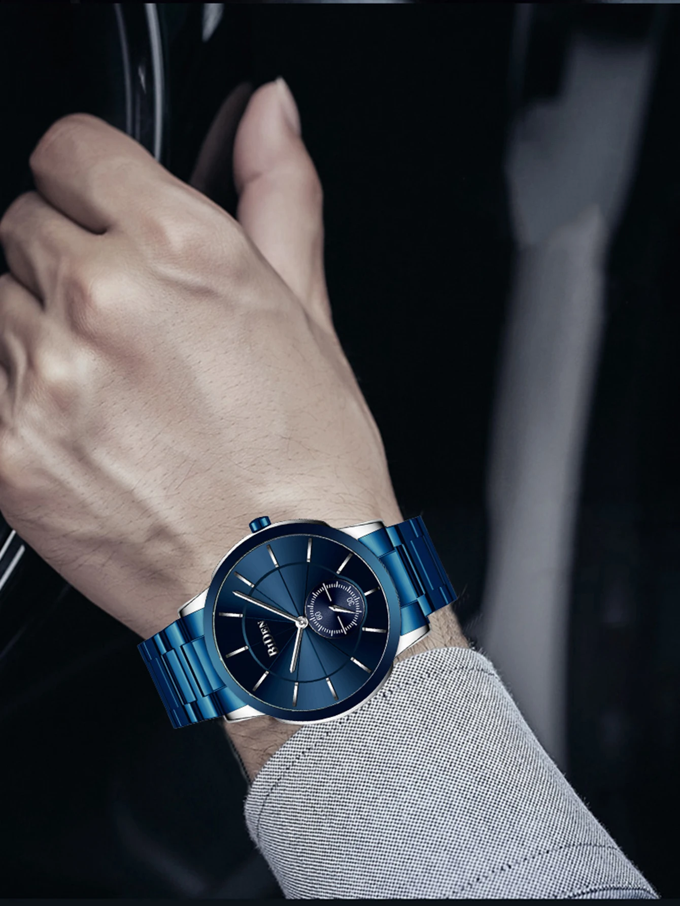 ساعة بيدن فاشن بسيطة للرجال بحزام فولاذي نحيف مقاومة للماء لساعات كوارتز الأعمال ساعة رجالية Reloj para hombre #3