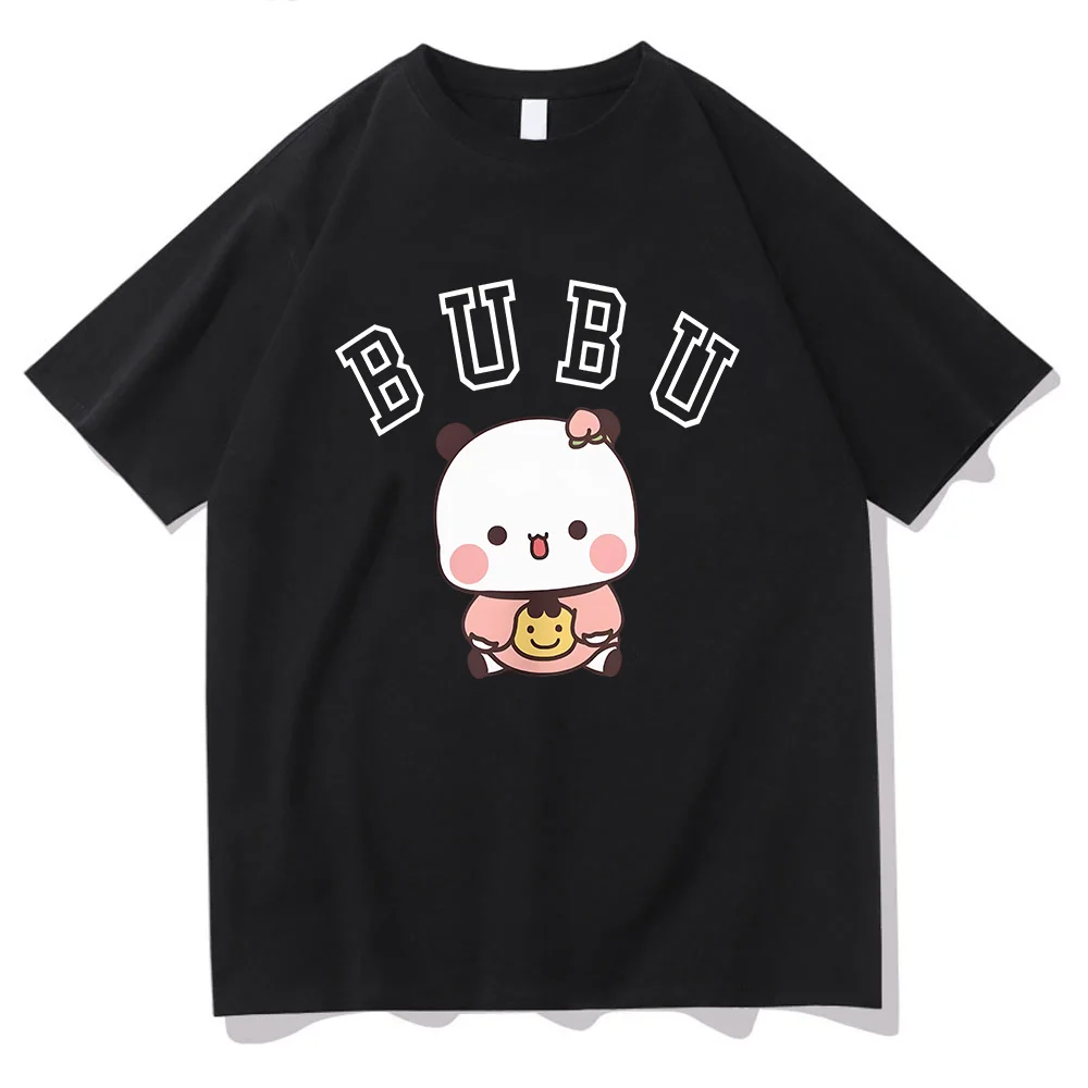 Camisetas MINISO Kawaii Bubu Dudu Panda Bear, camisetas de manga corta para mujeres y hombres, camisetas con estampado gráfico de dibujos animados, camisetas informales para niñas