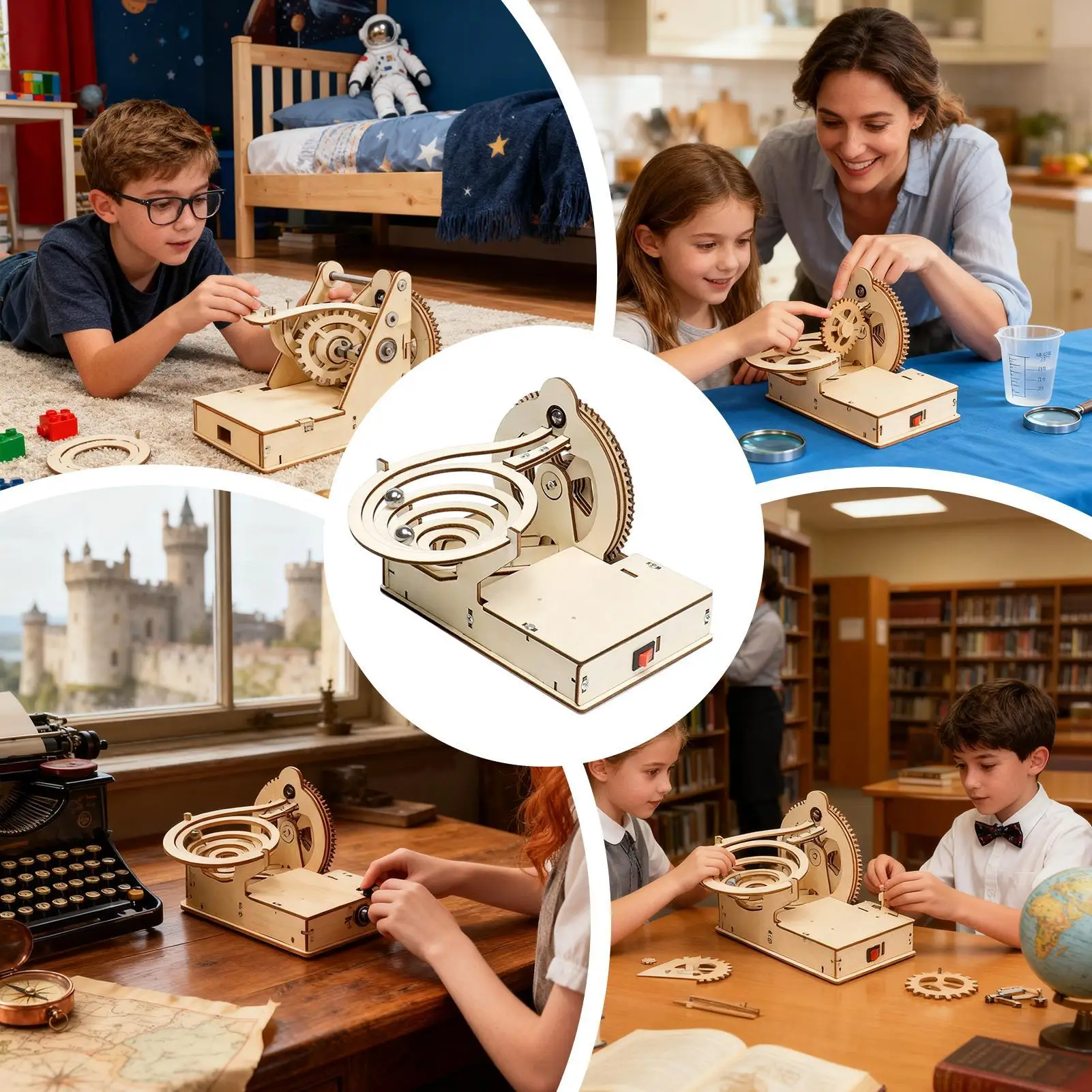 Mechanische houten puzzelsets Mechanisch houten wetenschapsspeelgoed Spoorversnellingen Speelgoed voor jongens Meisjes Thuisactiviteitencentrum Schoolreizen